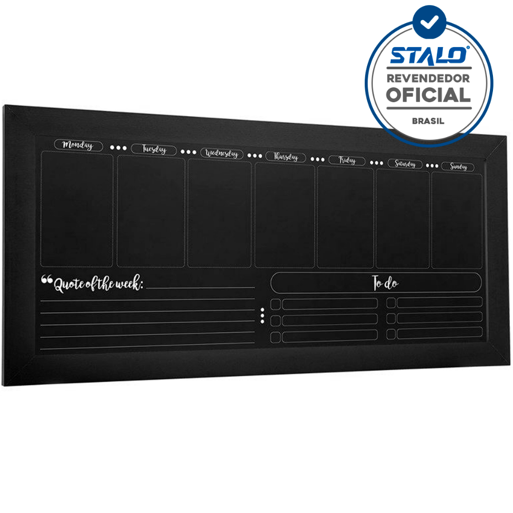Planner 2024 Semanal Parede 80x38cm Lousa Quadro Planejador Preto