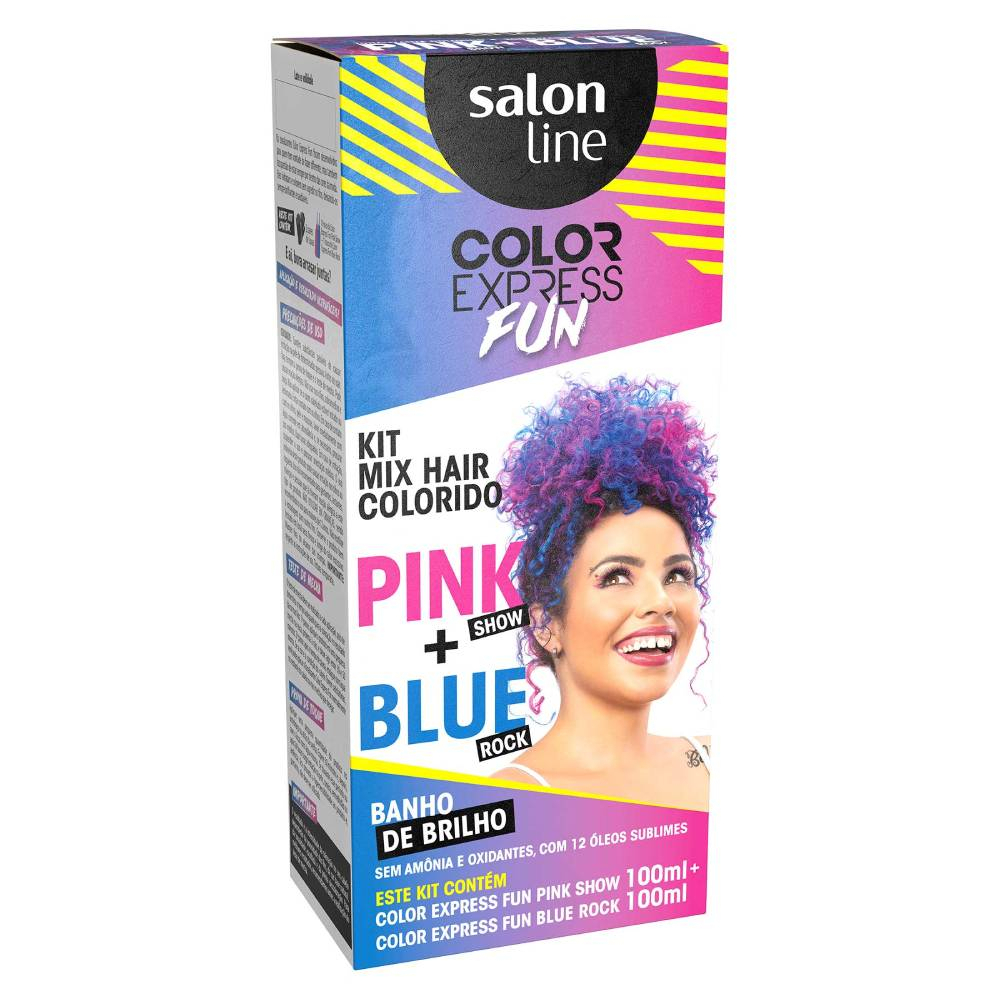 Mix Hair Color Express Fun Blue Rock E Pink Show, Salon Line, Rosa/Azul ...