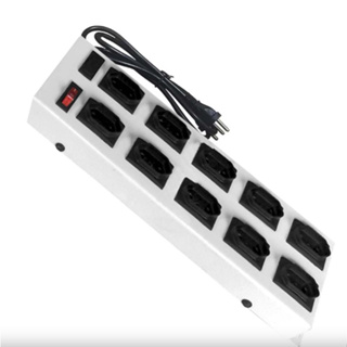 Filtro de Linha Regua Extensão Eletrica 10 Tomadas Metal Branco Bivolt 10 Amperes