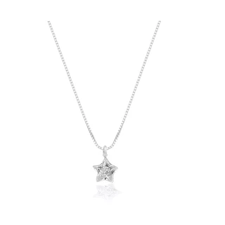 Colar Ponto de Luz Estrela 40cm de Prata 925