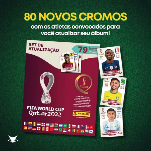 KIT DE ATUALIZAÇÃO DO ALBUM DA COPA DO QATAR COM 80 NOVOS CROMOS DE  JOGADORES