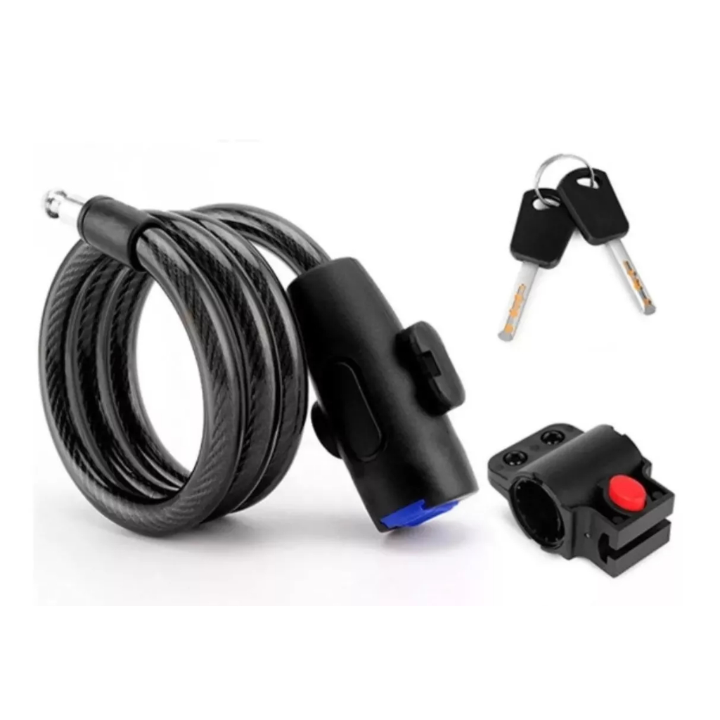 Trava Segurança Cadeado Para Moto Com Suporte E Chave Antifurto 120 cm ...