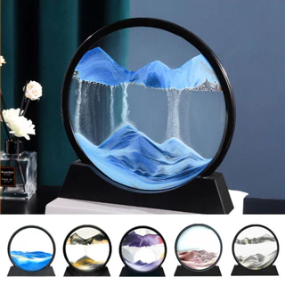 Ampulheta Duna 3D Vidro Moving Sandscape Areia Movediça 18cm