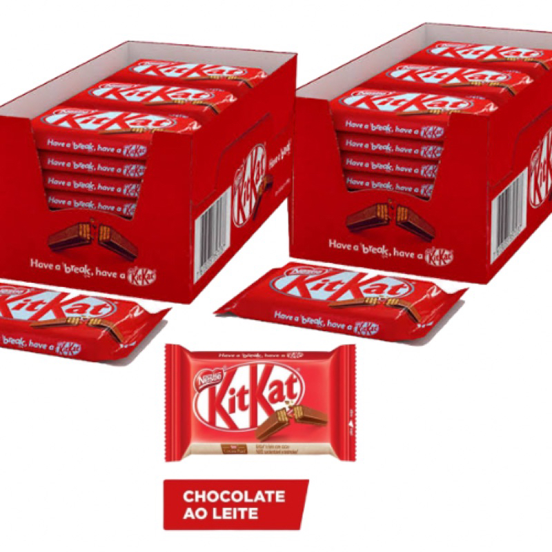 30 Unidades de Chocolate Kit Kat Chocolate ao Leite 41,5g Escorrega o