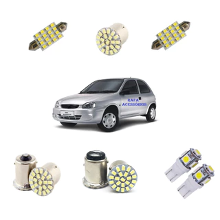 Kit Lampada Led Corsa Wind Sedan Classic Pingo Teto Ré Placa Freio