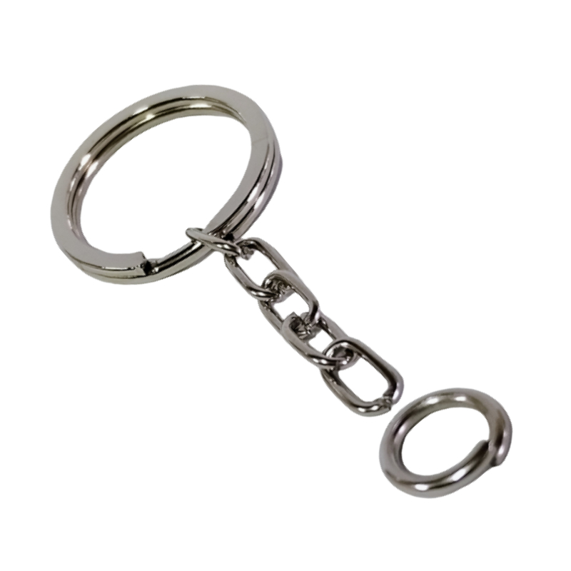 Argola chata italiana c/ correntinha elo para chaveiros 25mm