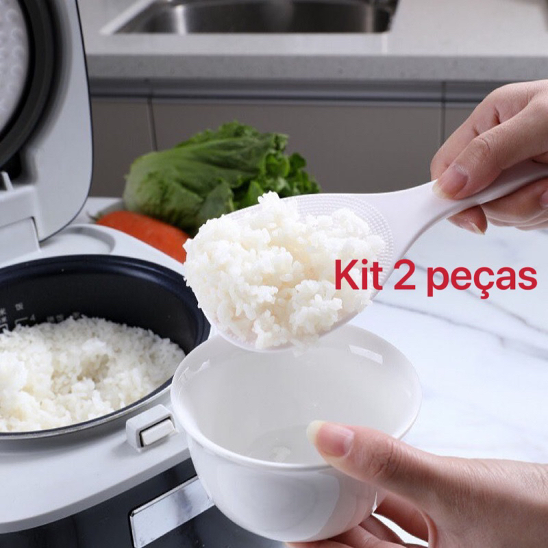 Kit 2 peças Colher De Arroz P/ Panela Elétrica Plástico Cozinha