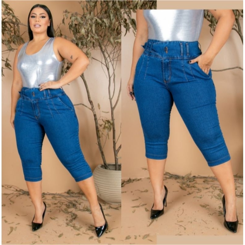 Calça Jeans B48 Capri Aurora Plus Size - Belissima 48 - Belissima48