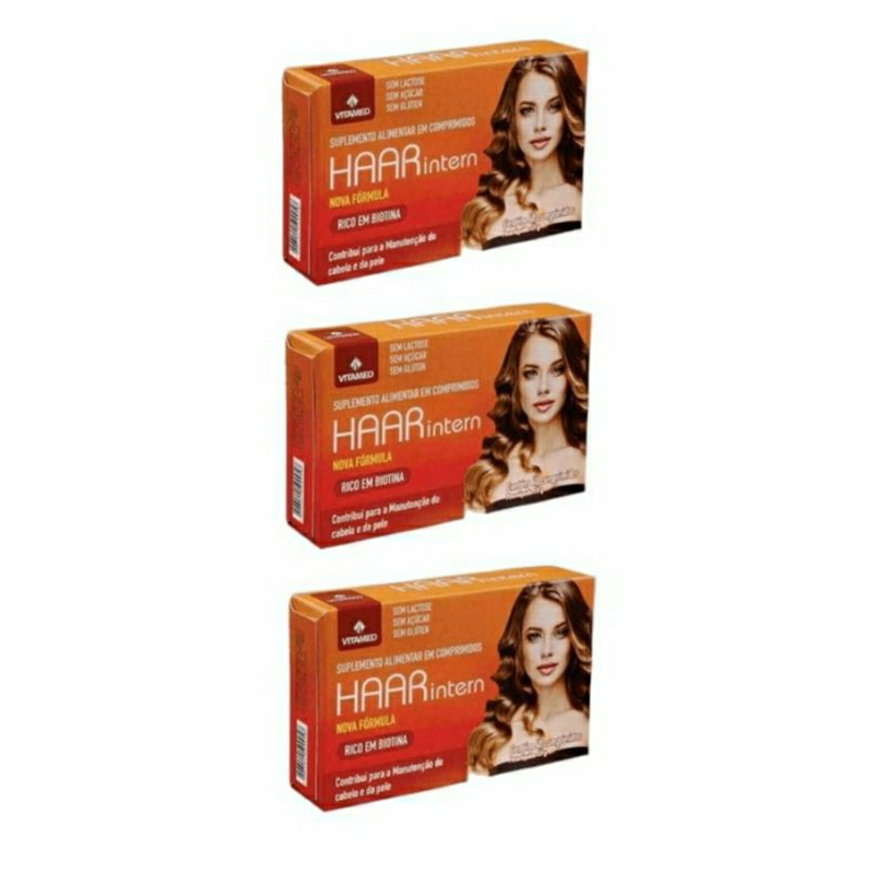 Haar Inter Tratamento Capilar Polivitaminico Rico em Biotina Cabelo Antiqueda 180 comprimidos