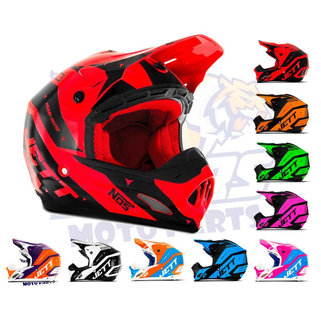 Capacete Motocross Infantil Jett Factory Edition Neon Kids - Vermelho