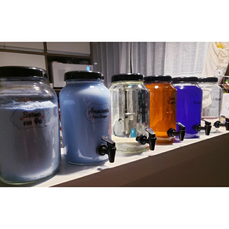 kit lavanderia 6 unidades de Pote De Vidro 3 litros.