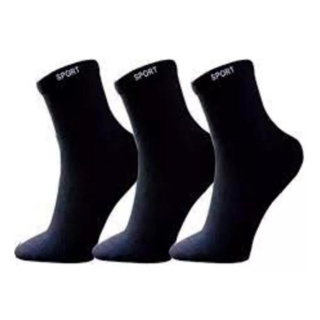 meias sport cano longo PRETA kit com 12 pares