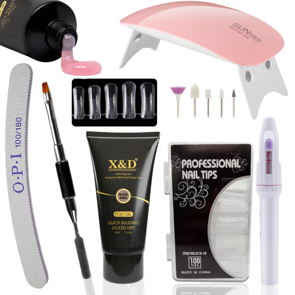 Kit Polygel Poligel Alongamento De Unha Cabine F Tip Lixa Shopee Brasil