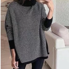 poncho de trico parca blusa de frio feminina inverno