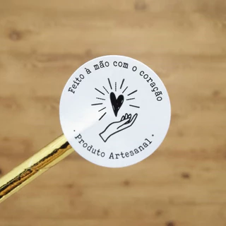 550 Etiquetas Adesivas feito a mão produto artesanal Redondo 3 cm Adesivo agradecimento