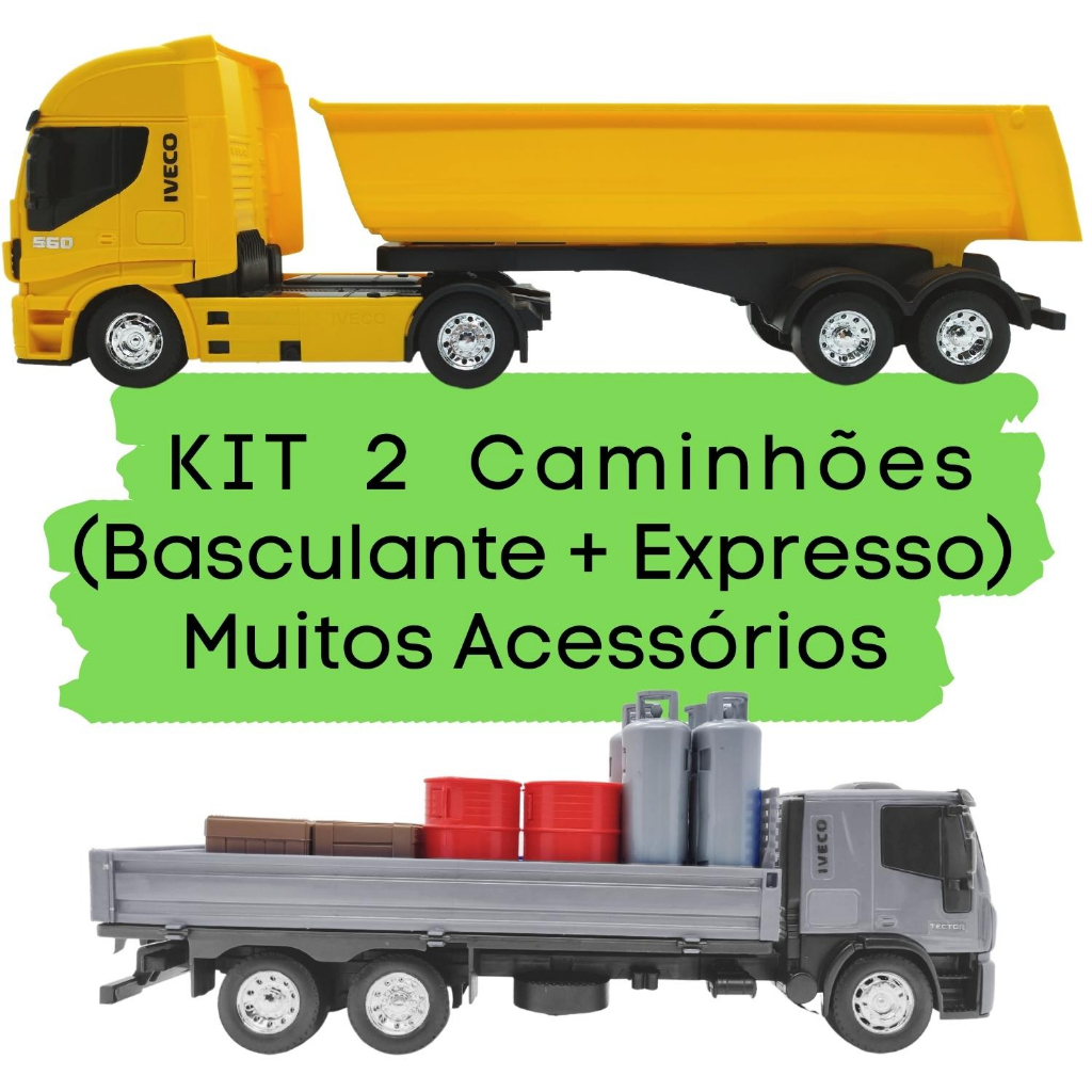 Kit 2 Veículos De Brinquedo Iveco - 1 Caminhão Expresso + 1