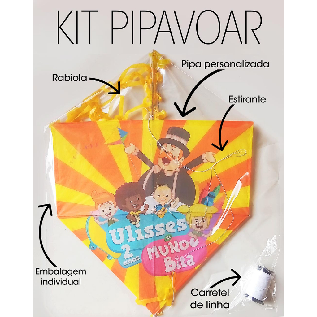 Kit completo Pipa Personalizado - MUNDO BITA - Pacote com 25 Un ...