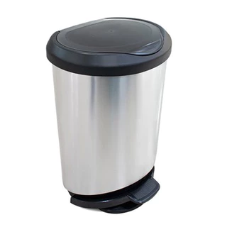 Lixeira 45 Litros Oval Com Pedal e Borda Trava saco Label Inox