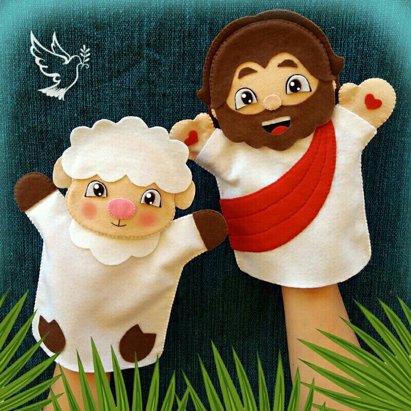 Fantoche de mão bíblico Jesus e o Carneirinho - Fantoches educativos ...