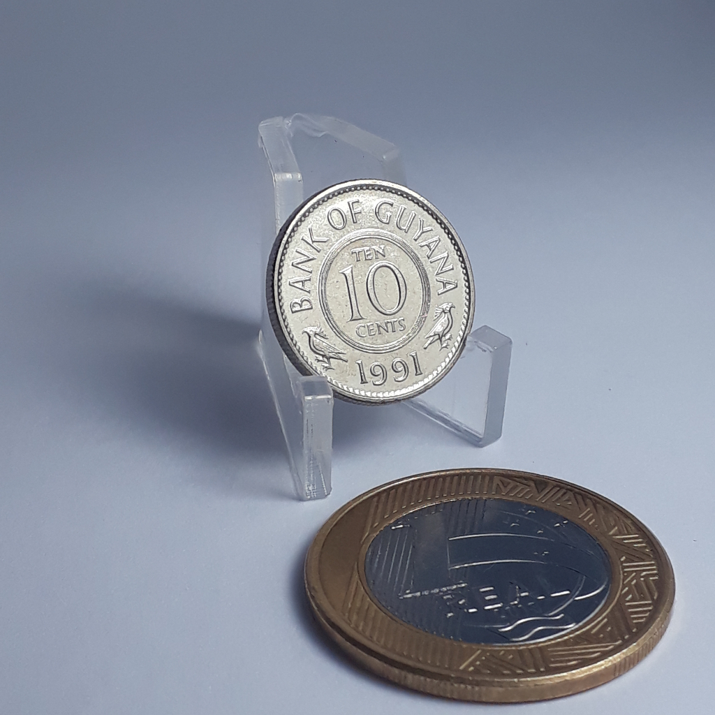 Moeda da Guiana de 1991 de 10 centavos Flor de Cunho Shopee Brasil