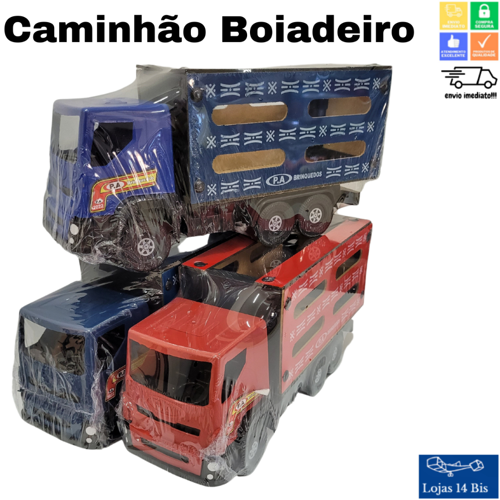 Caminhão Brinquedo Carroceria com Lona MDF Gigante P.A Brinquedos  69x26x16cm