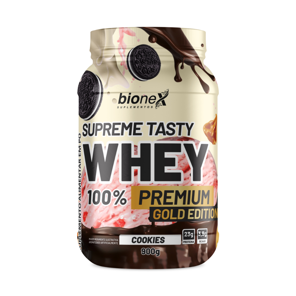Whey Protein 900g Supreme Tasty 100% Premium Gold Edition Bionex Cookies