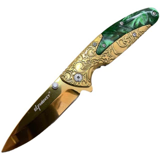 Canivete Manual de Aço Dourado com Resina Elfmonkey na Caixa
