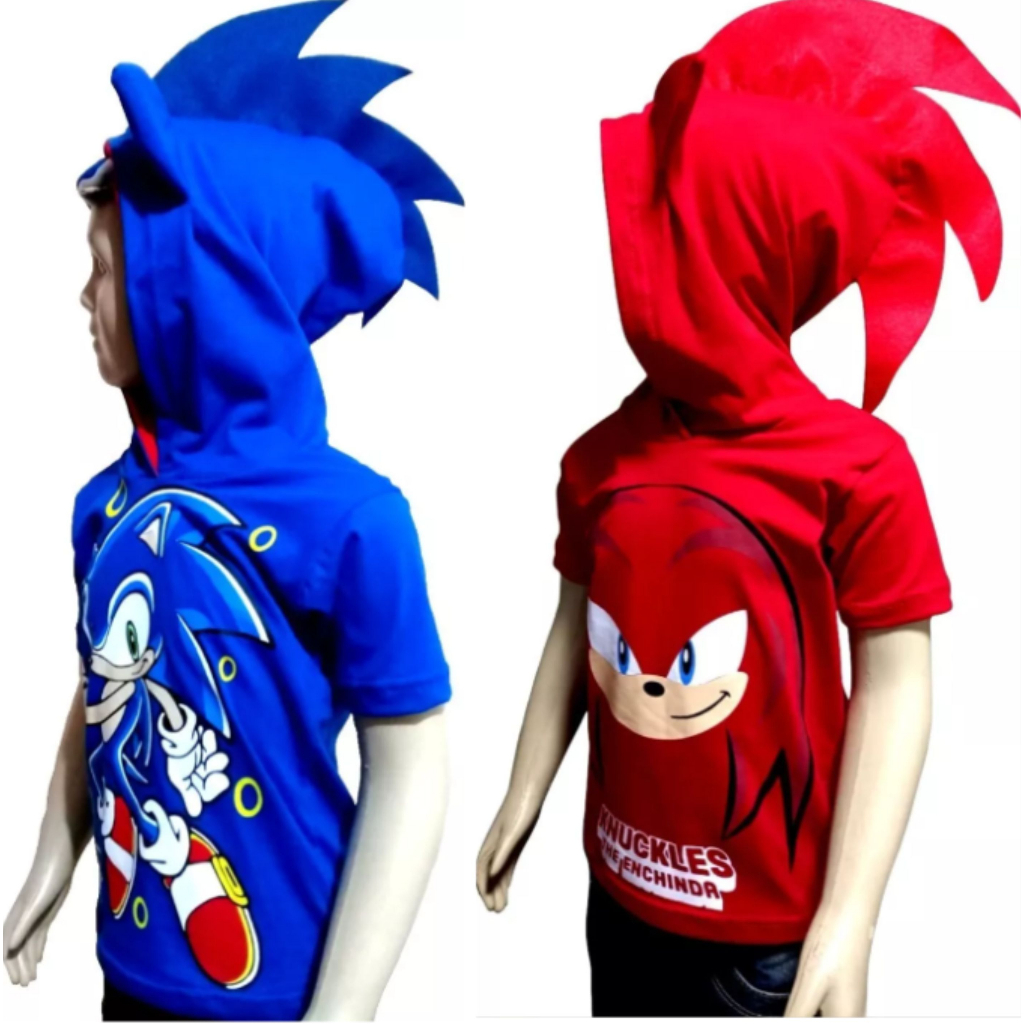 Camiseta Knuckles Sonic Fantasia infantil Sonic Vermelho
