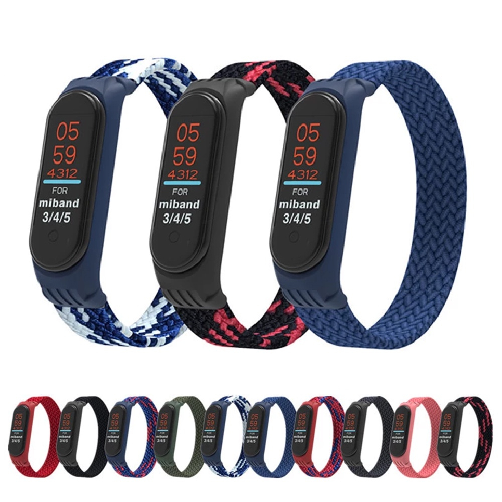 Pulseira para miband 3 4 5 e 6 promocao pulseira de nylon elástica trançada para mi band 3 4 5 e 6 util