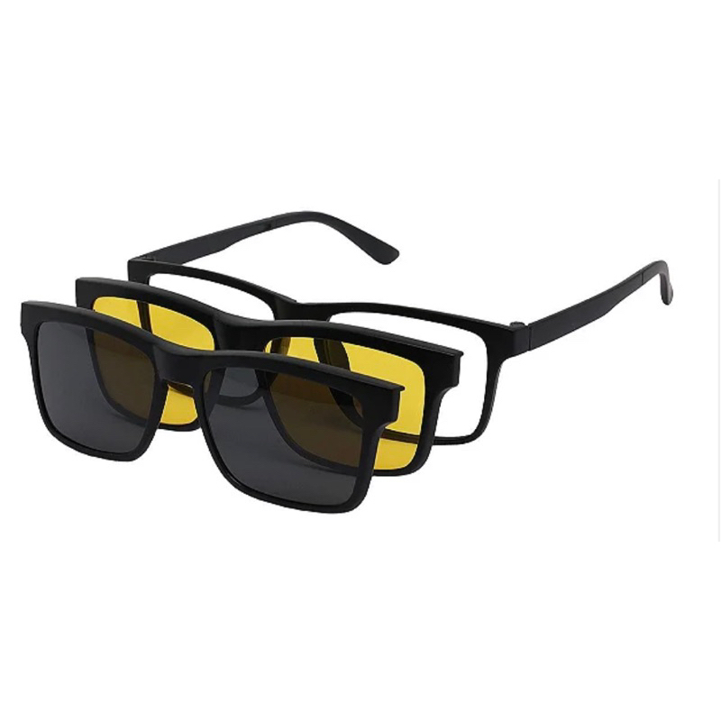 Óculos Armação Grau e Sol Clipon Masculino AT 2202 com 2 Lentes Polarizado