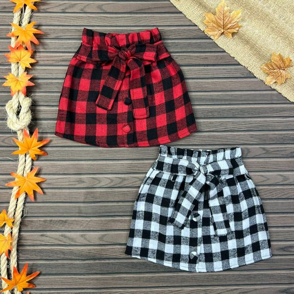 Saia Xadrez Vermelha Colada Saia Vermelha Curta Rodada Saia Xadrez