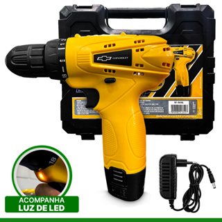 Parafusadeira Furadeira 12V A Bateria Sem Fio Com Maleta E Carregador Chevrolet