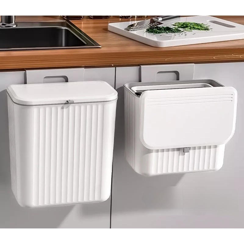 9l montado na parede lata de lixo armário de cozinha armazenamento balde  inteligente para reciclagem de banheiro pendurado lixeiras acessórios de  cozinha