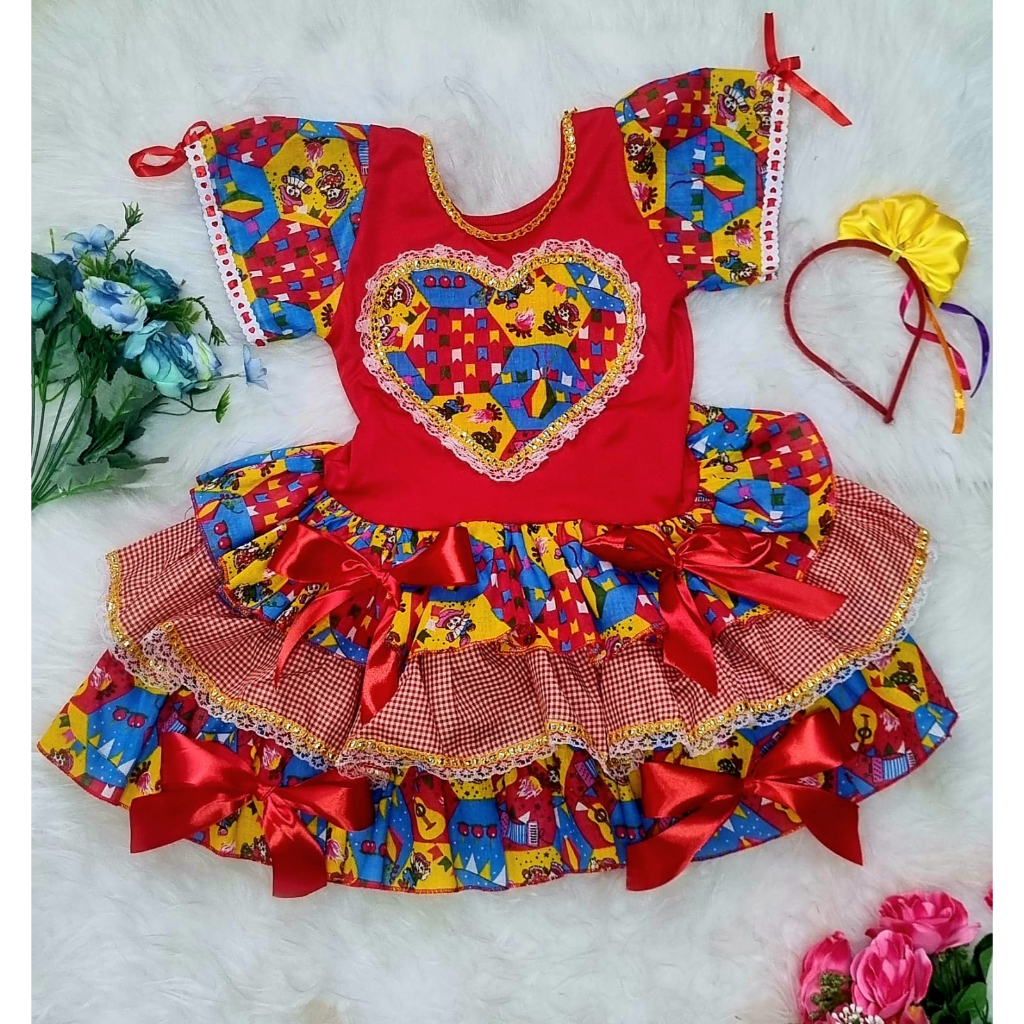 Vestido festa best sale junina infantil vermelho