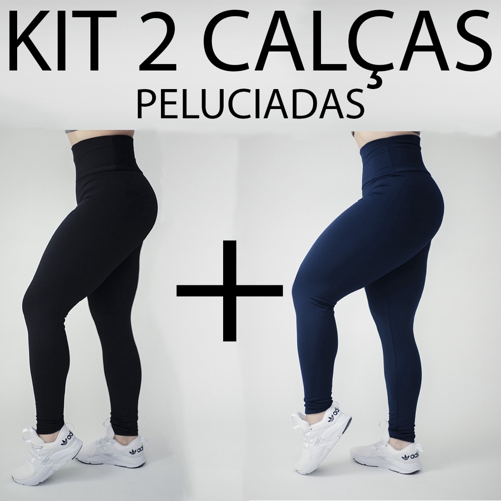 Calças Legging Grossa Flanelada Forrada Peluciada Termica Plus Size Kit com  2 unidades