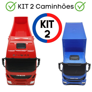 Kit Duas Unidades Brinquedo - 1 Caminhão Basculante + 1 Caminhão
