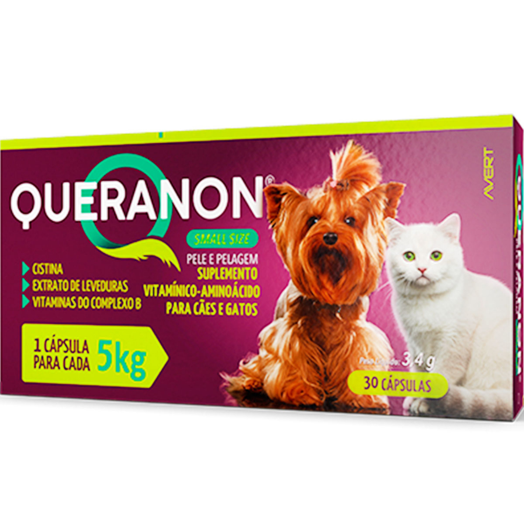 Queranon Cães E Gatos 3,4g 5kg Small Size 30 Capsulas Avert - Pet