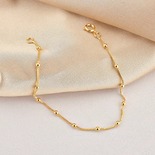 Pulseira feminina folheada de ouro18k com bolinhas