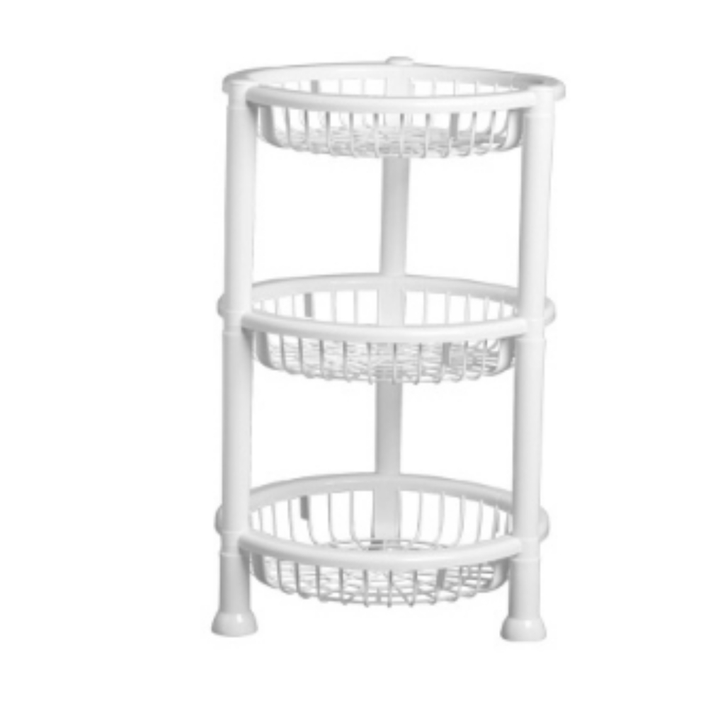 Fruteira 3 andares De Chão Multiuso Cozinha Organizador Redondo Prateleira Desmontavel Tripla