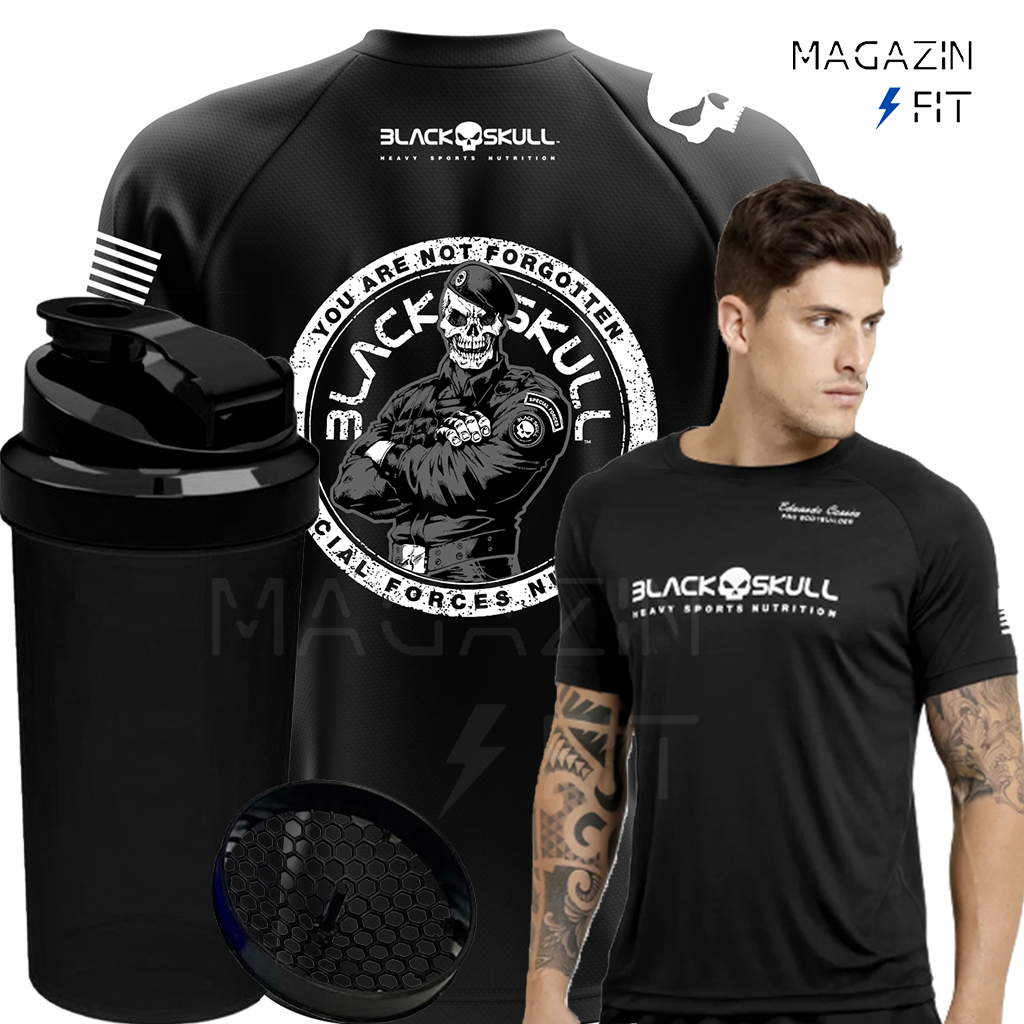 Camiseta Dry Fit Preto Soldado Bope Black Skull