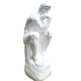 Escultura O Pensador Rodin de Gesso Cru | Peça Estatueta Decoração O Pensandor