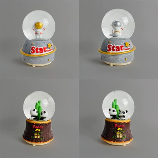 Caixa de Música/Globo de Neve Para Decoração Astronauta e Panda M - Allmini