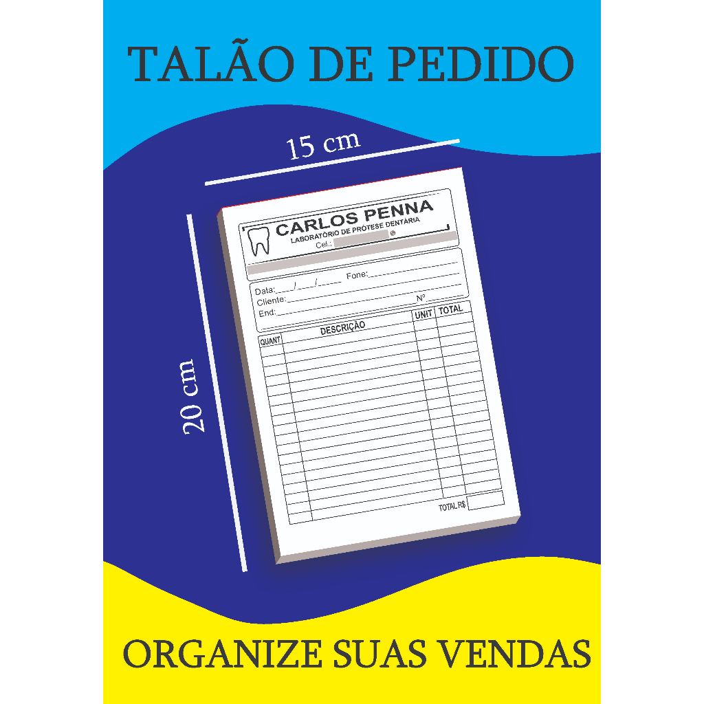Talão Pedido Personalizado 15x20 - 10 Blocos Carbonado 2vias | Shopee ...