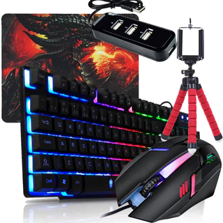 Kit Mobilador Para Celular Gamer Com Tripe Mouse Teclado Led