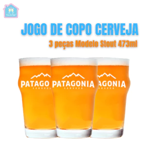 Jogo Copo Cerveja e Choop 473ml 3 peças Patagônia Beer