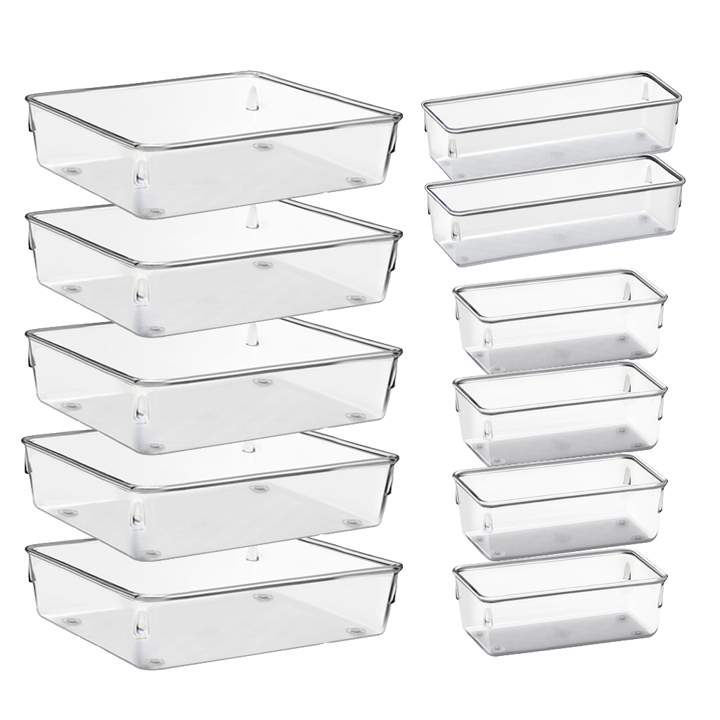 Kit 11 Organizador Multiuso Modular Gavetas Acrílico Quad GRANDE