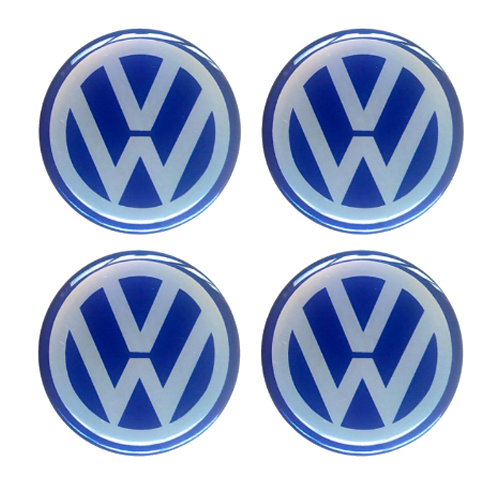 EMBLEMA CALOTA RESINADO VW VOLKSWAGEN AZUL 48MM 4 UNIDADES