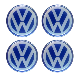 EMBLEMA CALOTA RESINADO VW VOLKSWAGEN AZUL 48MM 4 UNIDADES