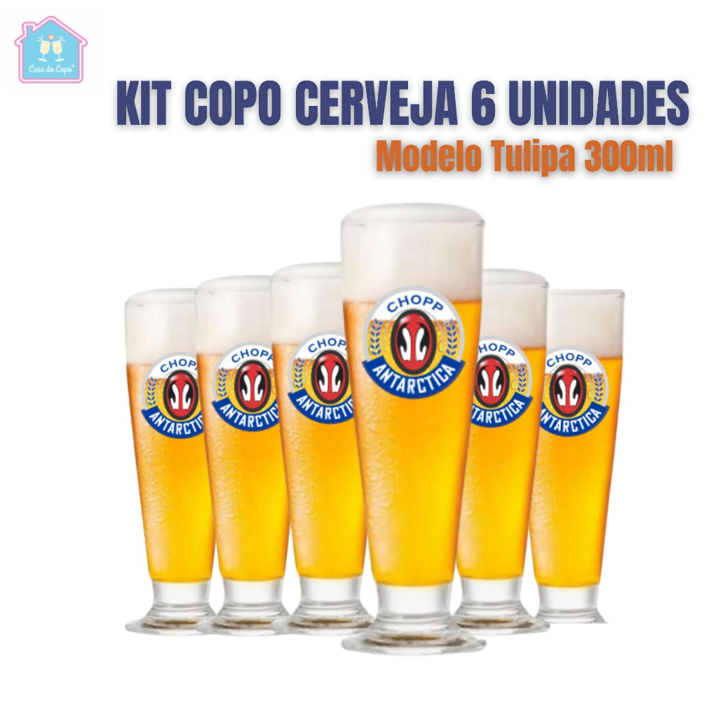 Jogo Copos Chopp Cerveja Tulipa Vidro 6pcs 230ml