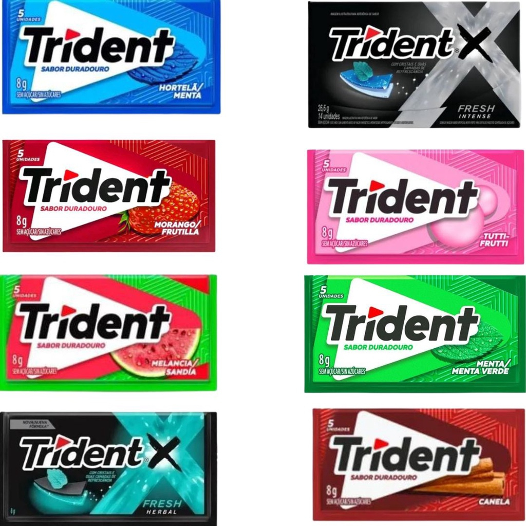 Chiclete Trident. Trident X Fresh. Varios Sabores. Kit com sabores ...